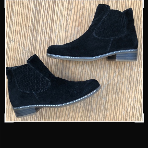 Gabor Black Suede Chelsea Ankle Boots Booties - Picture 5 of 8